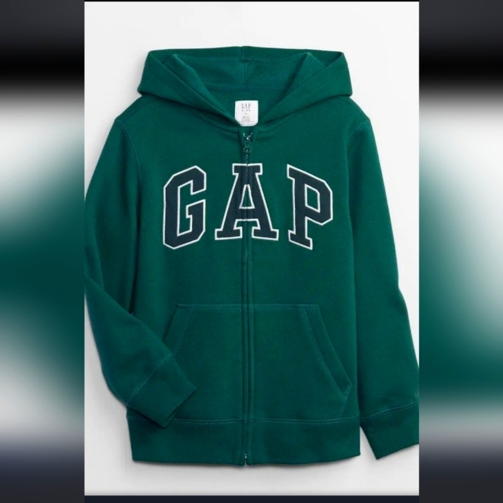 NWT! GAP, Gap Logo Hooded Sweatshirt, Forest Green/Navy, Size XL